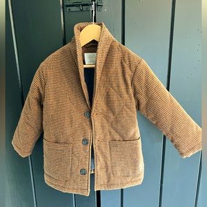 Boys plaid quilted fleece lined jacket- zara